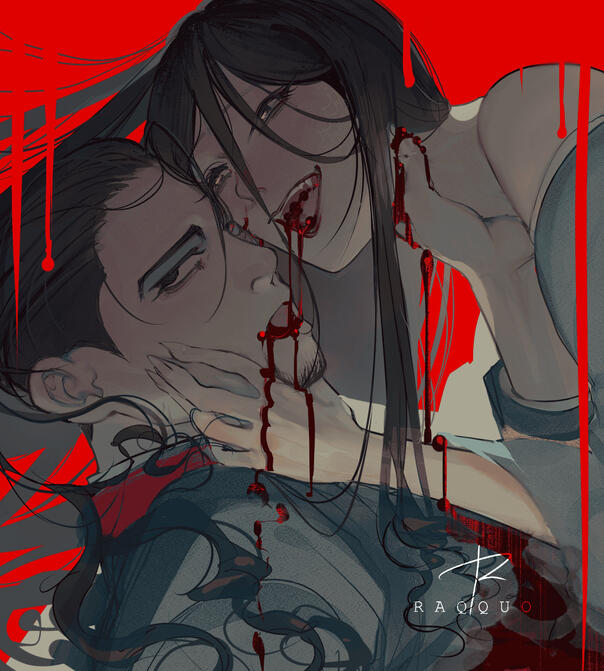 fanart of OC Suzume x Canon Ogata. Golden Kamuy.